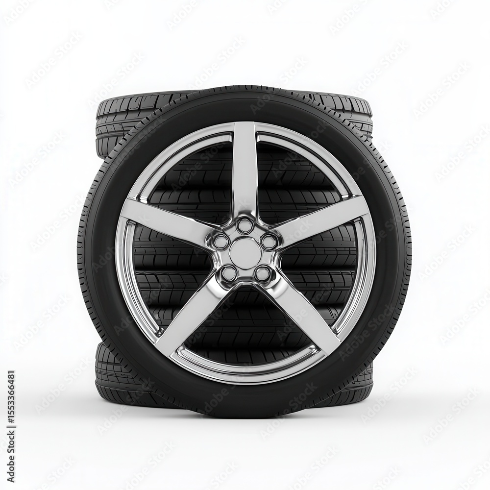 Fototapeta premium Modern Alloy Wheel with Tire Designed for Performance Vehicles