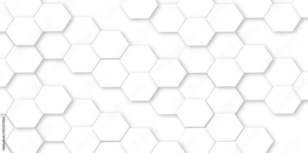 Fototapeta premium Futuristic 3D White Light hexagon Geometric Structure Featuring Abstract Polygonal Honeycomb Pattern, Technology-Inspired Design, and a Luxurious, Modern Vector Background for Innovation