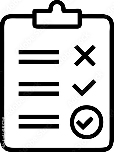 Checklist clipboard icon with checkmarks and crosses