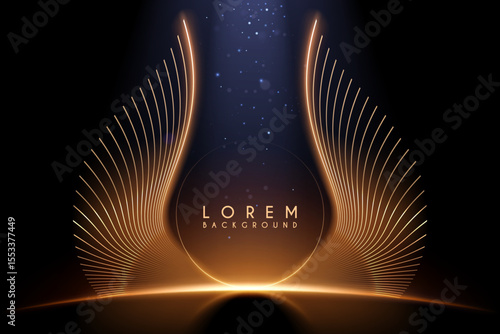 Abstract golden wings with light effect