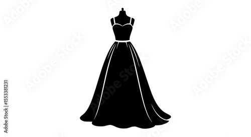 Elegant Black Ball Gown on a Mannequin Silhouette Classic Formal Evening Wear for Special Occasions and Galas