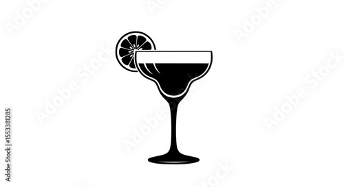Elegant Margarita Cocktail in a Coupe Glass Garnished with a Citrus Slice Representing a Refreshing Beverage Experience