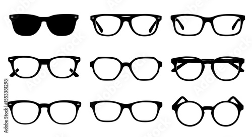 A Diverse Collection of Eyewear Styles Featuring Spectacles and Glasses in Various Shapes and Designs Showcasing Fashionable Optical Accessories for Vision Correction and Style