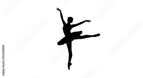 Graceful Silhouette of a Ballet Dancer in a Classic Pose Demonstrating Elegance and Precision in Motion