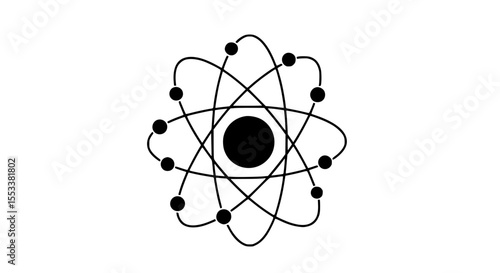 Visual Representation of Atomic Structure Depicting a Nucleus with Orbiting Electrons in Elliptical Paths Illustrating Fundamental Concepts of Quantum Mechanics and Subatomic Particle Behavior