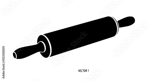 A Silhouette of a Classic Wooden Rolling Pin Featuring Two Handles for Dough Preparation and Baking Tasks Ideal for Kitchen Crafts and Culinary Arts