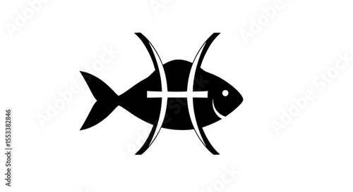 The Pisces Zodiac Symbol Represented by a Stylized Fish Incorporating the Astrological Sign of the Fish
