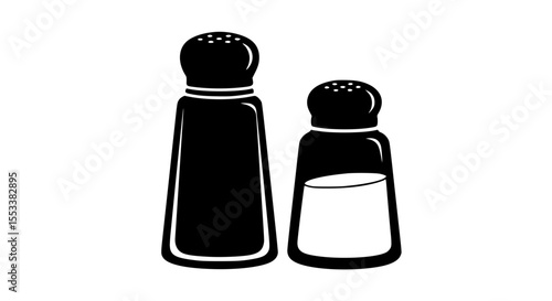 A pair of iconic kitchen essential seasoning shakers for dispensing granular condiments such as salt and pepper