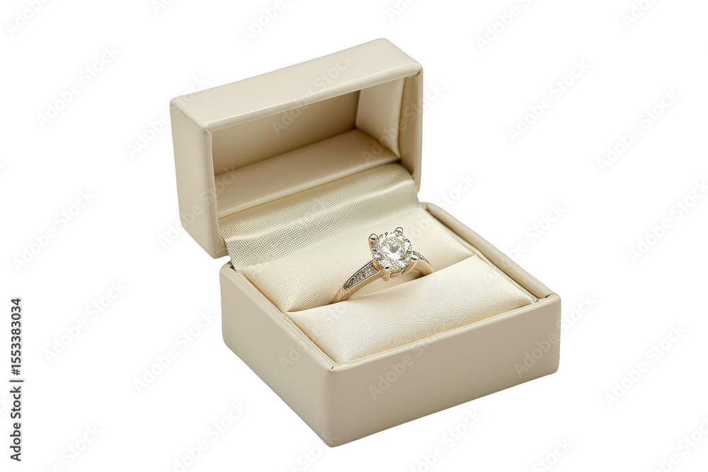 Diamond ring in a beige box Diamond ring in a beige box