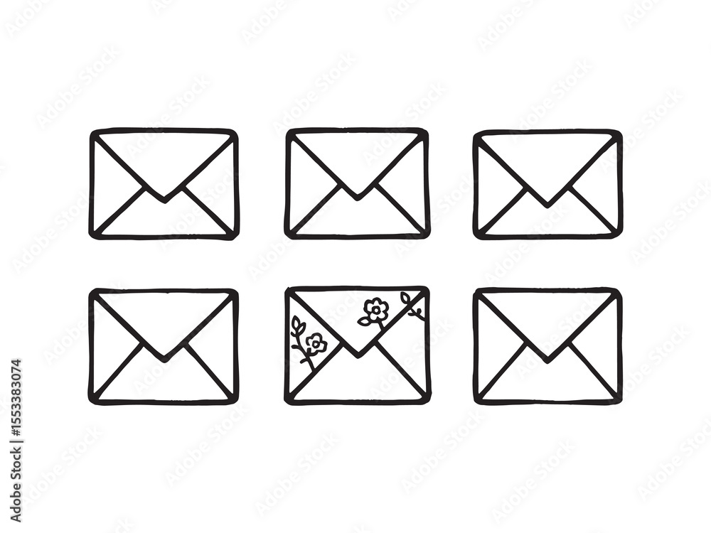 Clean envelopes linear vector icon set Clean envelopes linear vector icon set