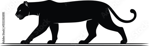 Majestic panther silhouette: elegant, powerful, dark, graphic design, isolated.