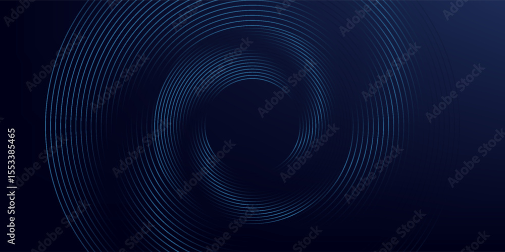 Fototapeta premium Abstract blue glowing geometric lines on dark blue background. Modern shiny blue circle lines pattern. Futuristic technology concept. Suit for cover, poster,