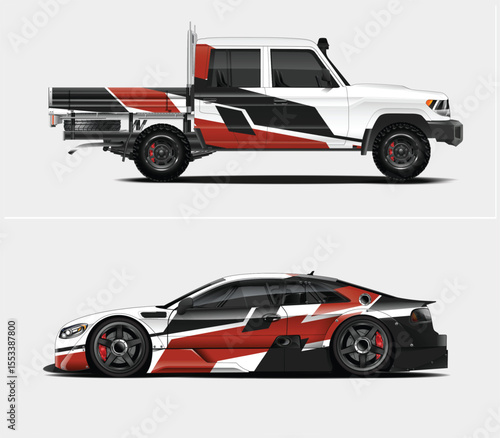 Custom Race Car and Pickup Truck Designs Side