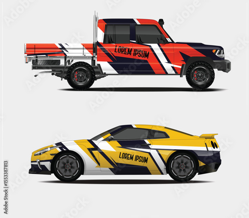 Racing Vehicle Wrap Designs Truck and Sports Car