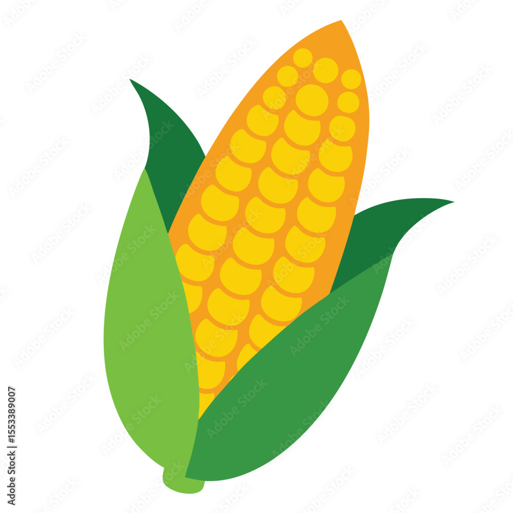 Obraz premium Yellow corn on white background. Vector illustration.