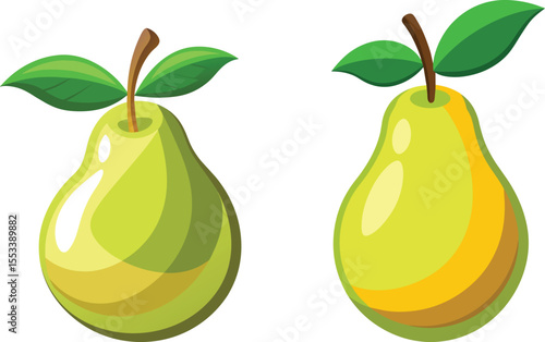 pear with leaves set vector illustration
