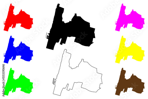 Herzliya city (State of Israel, Tel Aviv District) map vector illustration, scribble sketch Herzliyya map