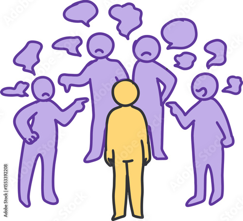 Caught in the Blame Circle Visualizing Accusation. Perfect for materials focused on social psychology, group dynamics, or conflict resolution.