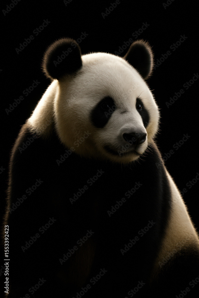Obraz premium Elegant Side Portrait of a Giant Panda in Studio Lighting