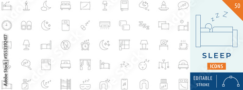 Sleep icon collection set. Editable stroke.