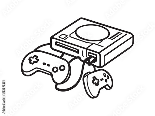Game console black and white line art