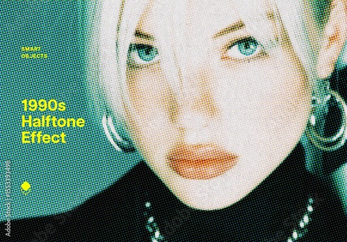 1990s Halftone Photo Effect Mockup