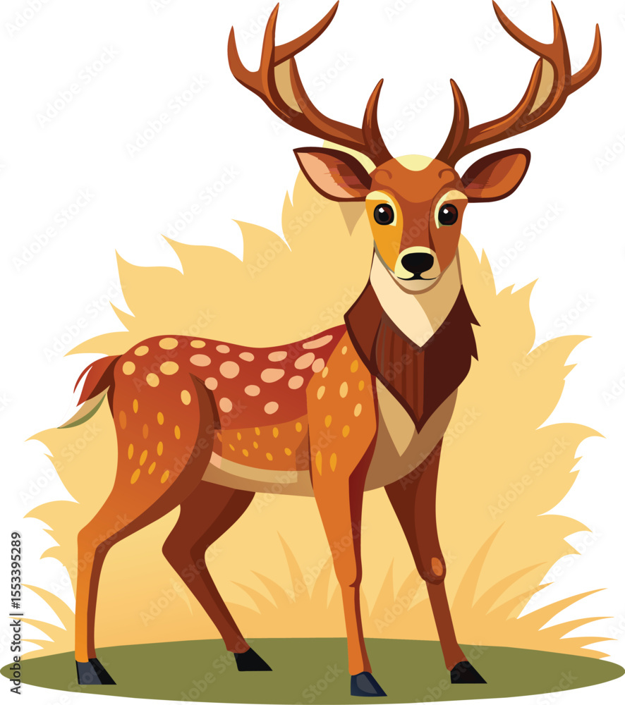 Fototapeta premium deer with big horns logo vector illustration