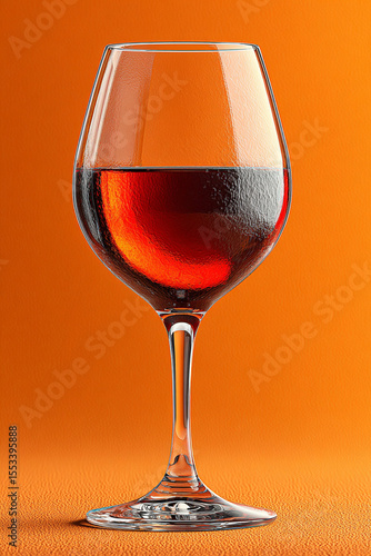 Red Wine Glass on Orange Background