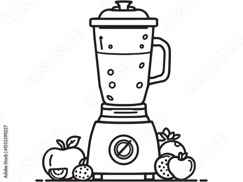 kitchen blender appliance line art vector illustration
