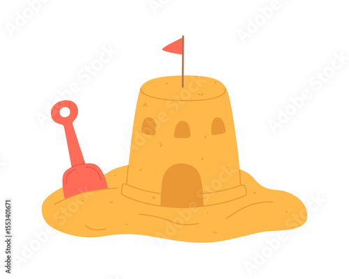 Sand castle isolated on white background.
