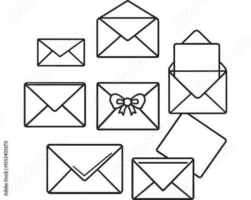 Minimalist envelopes outline vector illustration