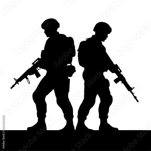 Soldier silhouette vector set