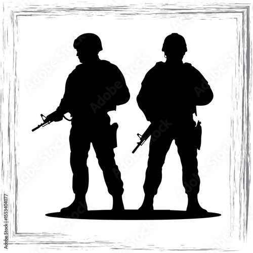 Soldier silhouette vector set