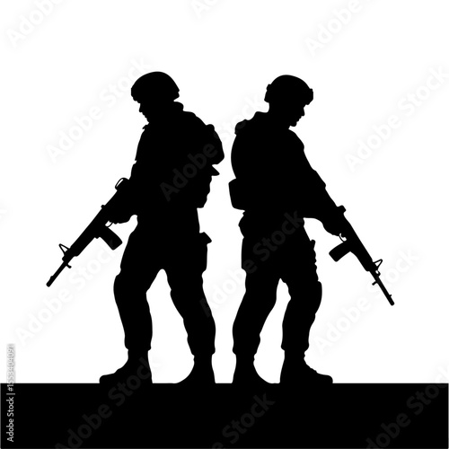 Soldier silhouette vector set