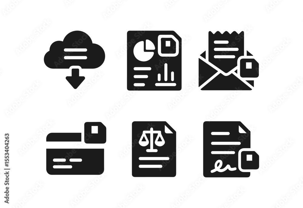 Document management solid icon set. business essentials solid icons collection Document management solid icon set. business essentials solid icons collection
