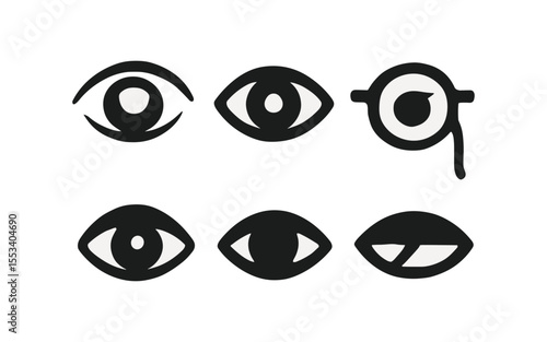 Eye, vision outline icon set. sight, optics symbols in a minimalist outline style
