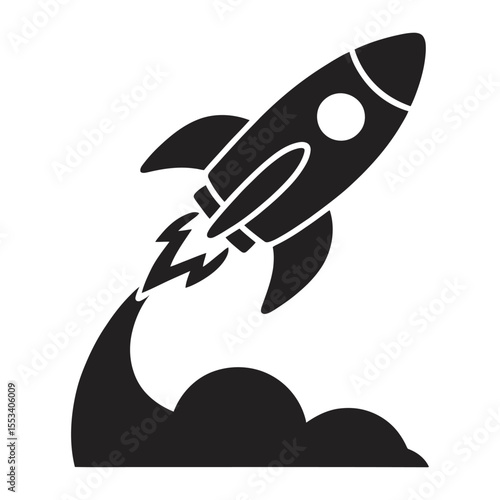 Rocket Flying Icon, Blast Off Design, vector illustration