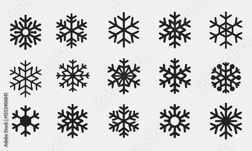 Quadro su tela Snowflake Icons Set, Winter Season Symbol, vector illustration