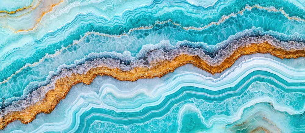 Fototapeta premium Stunning Abstract Aqua Blue and Gold Marble Pattern Background