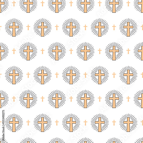 Divine Connection Holy Light Radiant Cross Pattern. Ideal for religious apparel, sanctuary decor, or any faith-based project, this pattern offers a serene and uplifting visual experience.