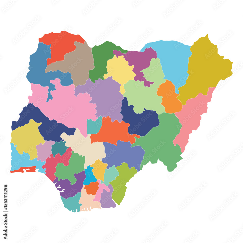 Obraz premium Map of Nigeria city map in multicolor