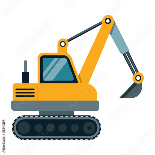 Flat modern excavator icon vector illustration design