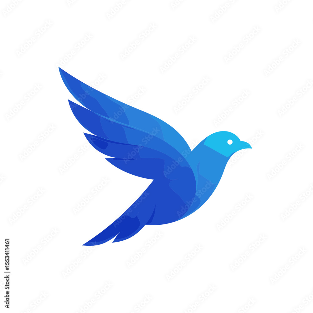 Fototapeta premium Blue bird vector logo flying