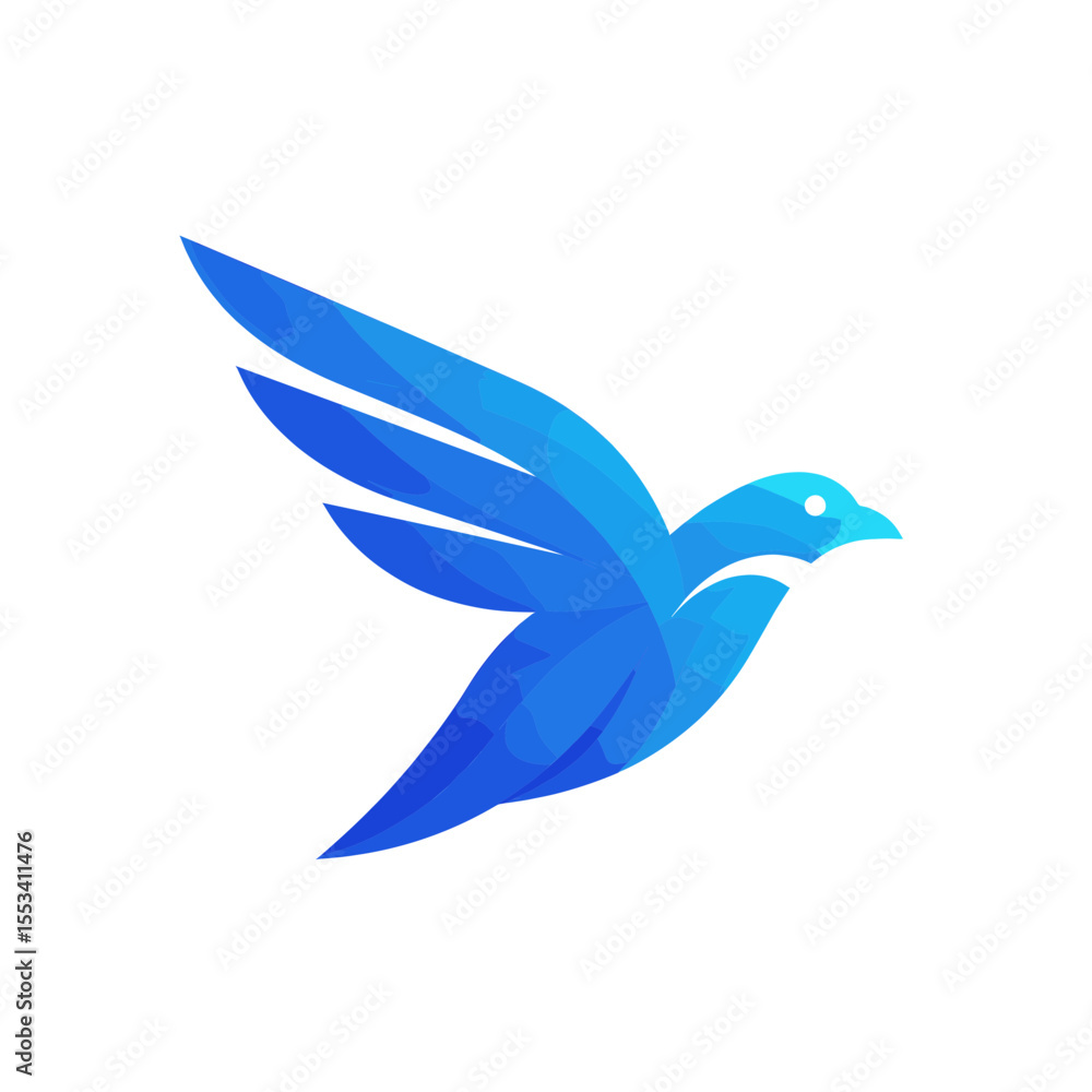 Fototapeta premium Blue bird minimalist symbol