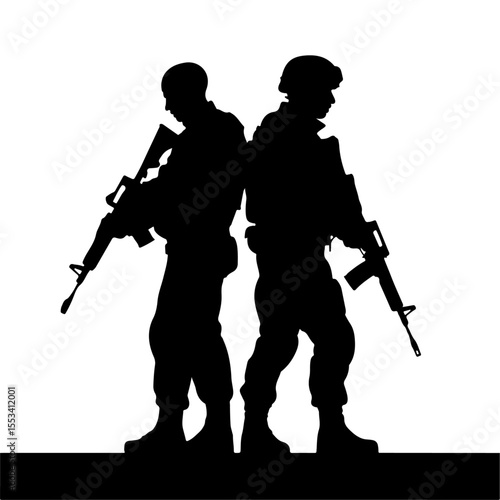 Soldier silhouette vector set