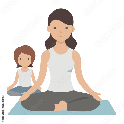 Mindfulness and Yoga Mother and Daughter Finding Inner Peace