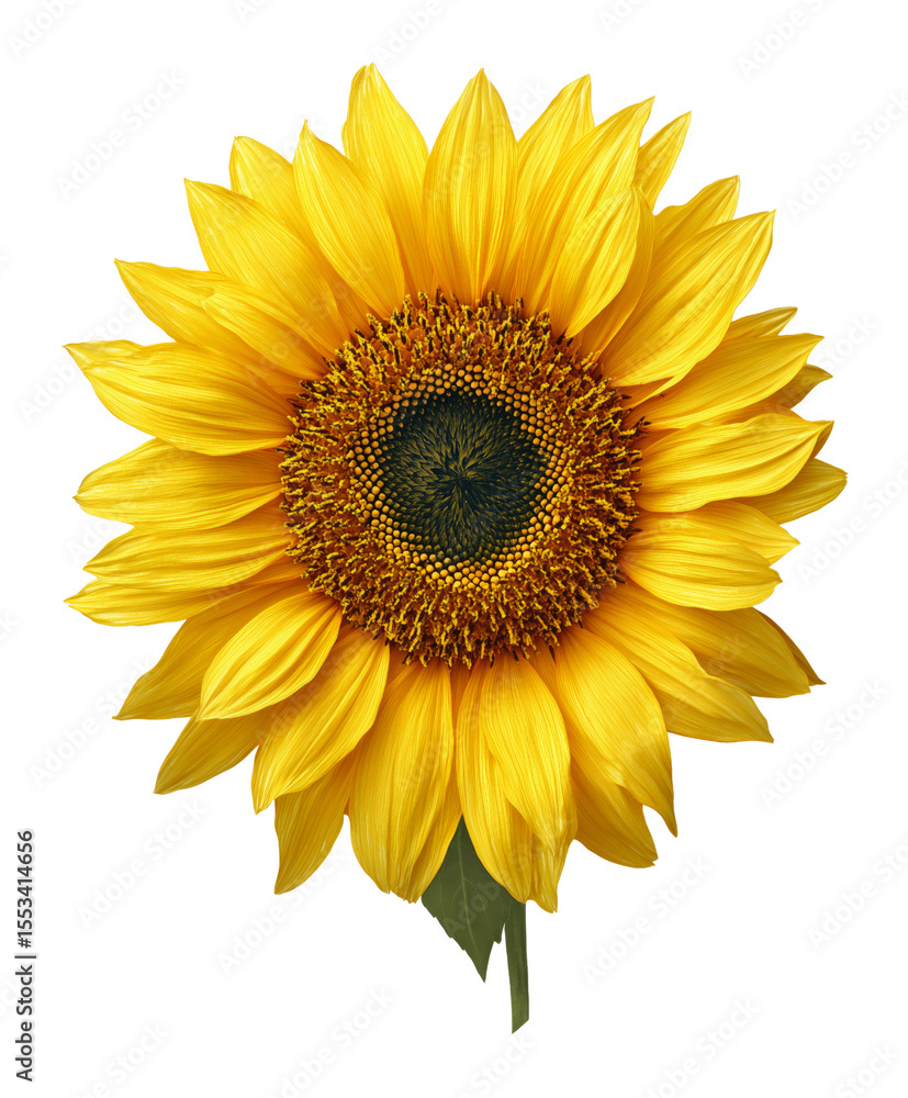 Fototapeta premium Sunflower, centered, close up isolated on white or transparent background