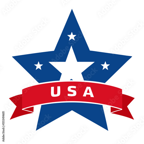 American flag inspired star emblem with usa text on a ribbon Free Download American flag inspired star emblem with usa text on a ribbon - GFXLoad