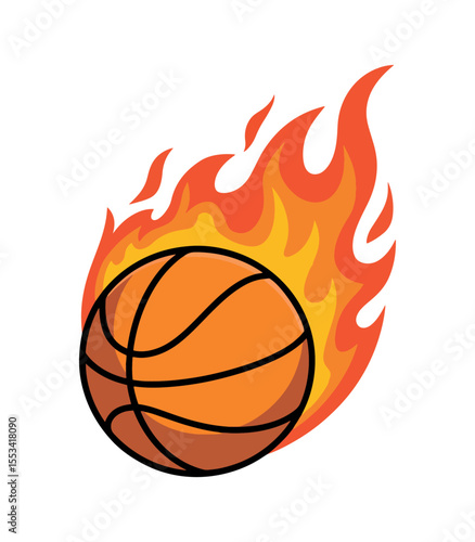Fiery Basketball Flaming Ball Sport Graphic Design
