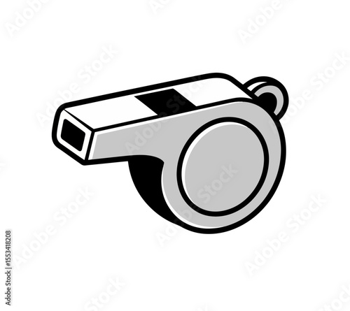 Illustration of a Classic Whistle Used by Sports Referees for Signaling